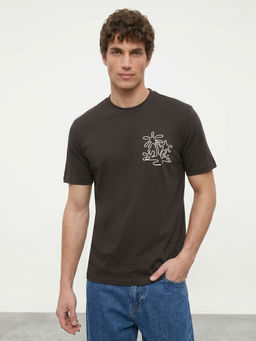 R&B - Brown Printed Cotton T-Shirt