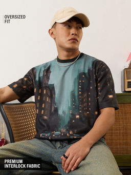 The Souled Store - Black Printed Polyester Blend T-Shirt