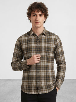 R&B - Brown Checks Pure Cotton Regular Fit Shirt