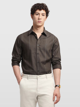 Arrow Newyork - Brown Stripes Cotton Shirt