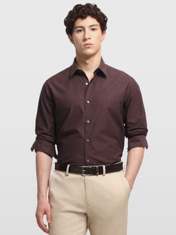 Arrow Newyork - Brown Solid Cotton Shirt