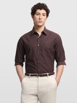 Arrow Newyork - Brown Solid Cotton Shirt