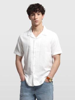 Arrow Newyork - White Textured Cotton Shirt