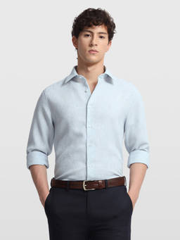 Arrow - Blue Self Design Polyester Shirt