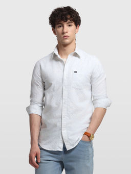 Arrow Sports - White Floral Cotton Shirt