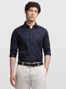 Arrow Sports - Navy Blue Solid Cotton Shirt