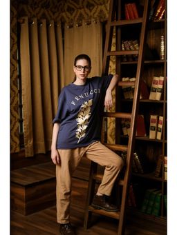 FENUCCI - Navy Blue Textured Cotton T-Shirt