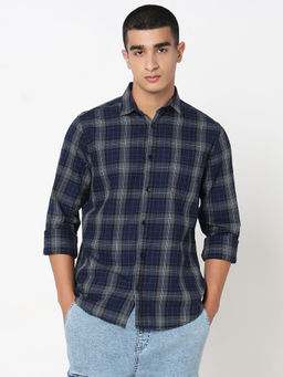 R&B - Grey Checks Cotton Regular Fit Shirt