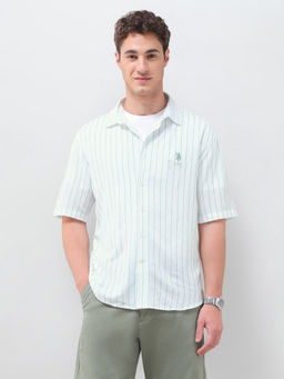 U.S. Polo Assn. Denim Co. - Green Stripes Cotton Regular Fit Shirt