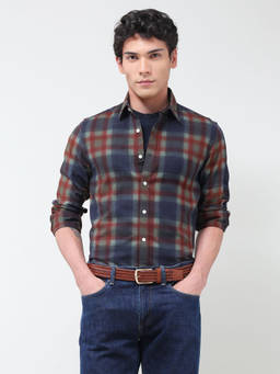 U.S. POLO ASSN. - Navy Blue Checks Cotton Shirt