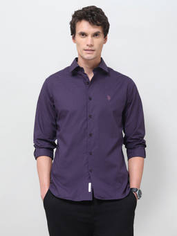 U.S. POLO ASSN. - Purple Checks Cotton Regular Fit Shirt