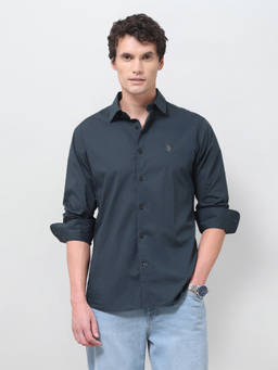 U.S. POLO ASSN. - Green Stripes Cotton Regular Fit Shirt