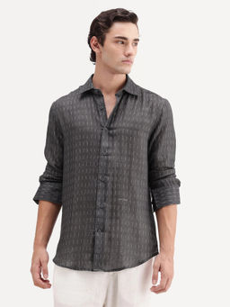 Rare Rabbit - Grey Stripes Cotton Regular Fit Shirt