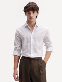 Rare Rabbit - Off White Checks Polycotton Regular Fit Shirt