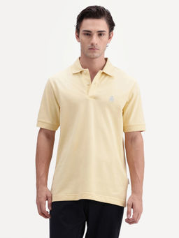 Rare Rabbit - Yellow Solid Polycotton Regular Fit Polo T-Shirt