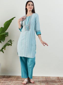 STADO - Ferozi Stripes Printed Kurta and Pant (Set of 2)