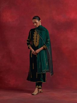 SHAABA CLOTHING - Green Organza Gota Embroidered Green Dupatta