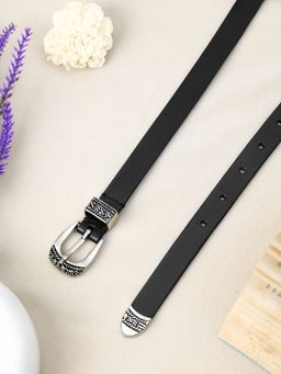Aditi Wasan - Black Solid Genuine Leather Women Belt