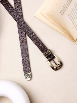Aditi Wasan - Brown Embossed Genuine Leather Women Belt