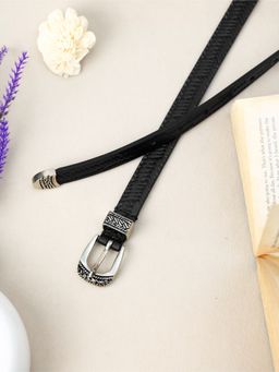 Aditi Wasan - Black Embossed Genuine Leather Women Belt