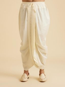 Manyavar - White Regal Cream Ensemble Dhoti for Men
