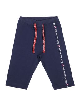 Bodycare - Typography printed Capri-Navy Blue