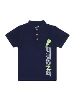 Bodycare - Typography Polo T-Shirt - Navy Blue