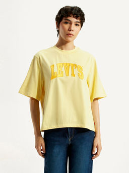 Levi's - Womens Yellow Solid/Plain Relaxed Fit T-Shirt