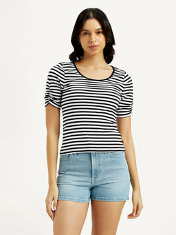Levi's - Womens Black Striped Slim Fit T-Shirt