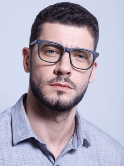 Intellilens - Unisex UV Protected Square Blue Cut Computer Glasses Matte Black (54-17-140)