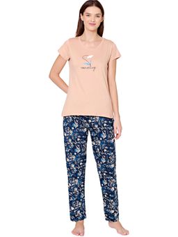 Bodycare - Womens Combed Cotton T-Shirt & Pyjama BSLS11007 Peach (Set of 2)