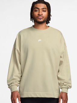 Nike - Sportswear Club Men Beige Oversized French Terry Crew-Neck Sweatshirt