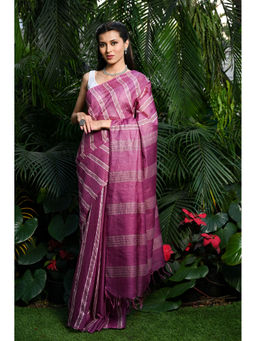 Beatitude - Purple Handwoven Kota Banswara Silk Saree with Unstitched Blouse