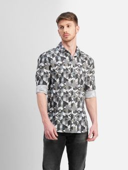 Jack & Jones - White Printed Full Sleeves Shirt