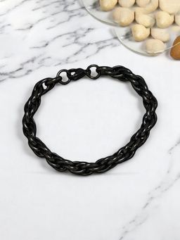 Designs & You - Black Silver Plated Anti Tarnish Rope Themed Wraparound Bracelet (Thick)