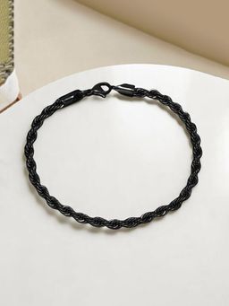 Designs & You - Black Silver Plated Anti Tarnish Rope Themed Wraparound Bracelet (Thin)