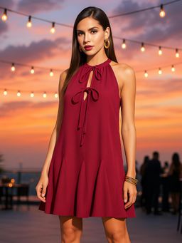 Don’t be basic - Magenta Solid Mini Dress
