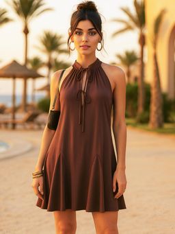 Don’t be basic - Brown Solid Mini Dress