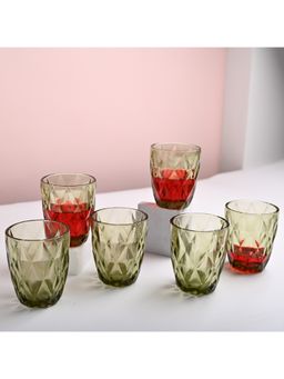 Voncasa - Green Color Glass Tumbler (Pack of 6)