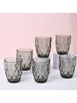 Voncasa - Grey Color Glass Tumbler (Pack of 6)