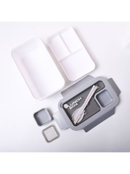 Voncasa - Grey Color Plastic Lunch Box (1200 ml +40 ml)