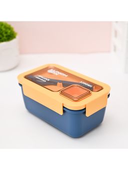 Voncasa - Yellow & Blue Color Plastic Lunch Box(1200 ml +40 ml)