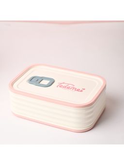 Voncasa - White & Pink color Lunch Box (580ml) | Plastic Lunch Box