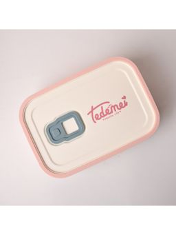 Voncasa - White & Pink color Lunch Box (950ml) | Plastic Lunch Box