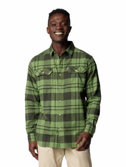Columbia - Mens Green Omni-Wick Flare Gun Stretch Flannel Long Sleeve Shirt