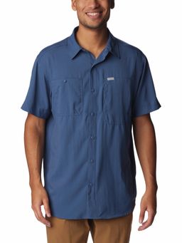 Columbia - Mens Blue Omni-Shade Silver Ridge Utility Lite Short Sleeve Shirt