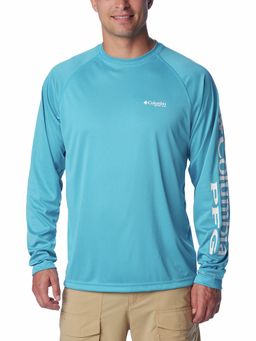 Columbia - Mens Blue Omni-Shade Terminal Tackle Heather Long Sleeve Shirt