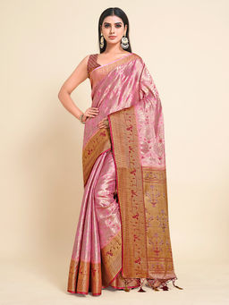 Mimosa - Women'S Kanjivaram Art Silk Saree With Unstiched Blouse