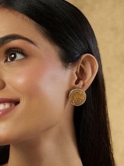 Indinoor - Temple Coin Gold Stud Earrings