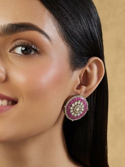 Indinoor - Kundan Ruby Statement Stud Earrings